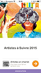 Page d'accueil de l'audio guide interactif de la manifestation culturelle des Artistes à Suivre 2015
